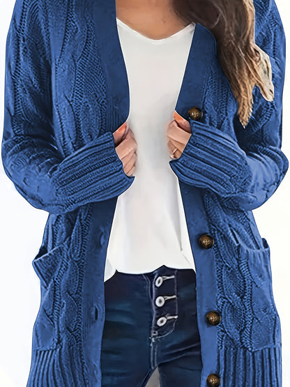 Kabelgebreid Warm Dames Vest Met Knopen