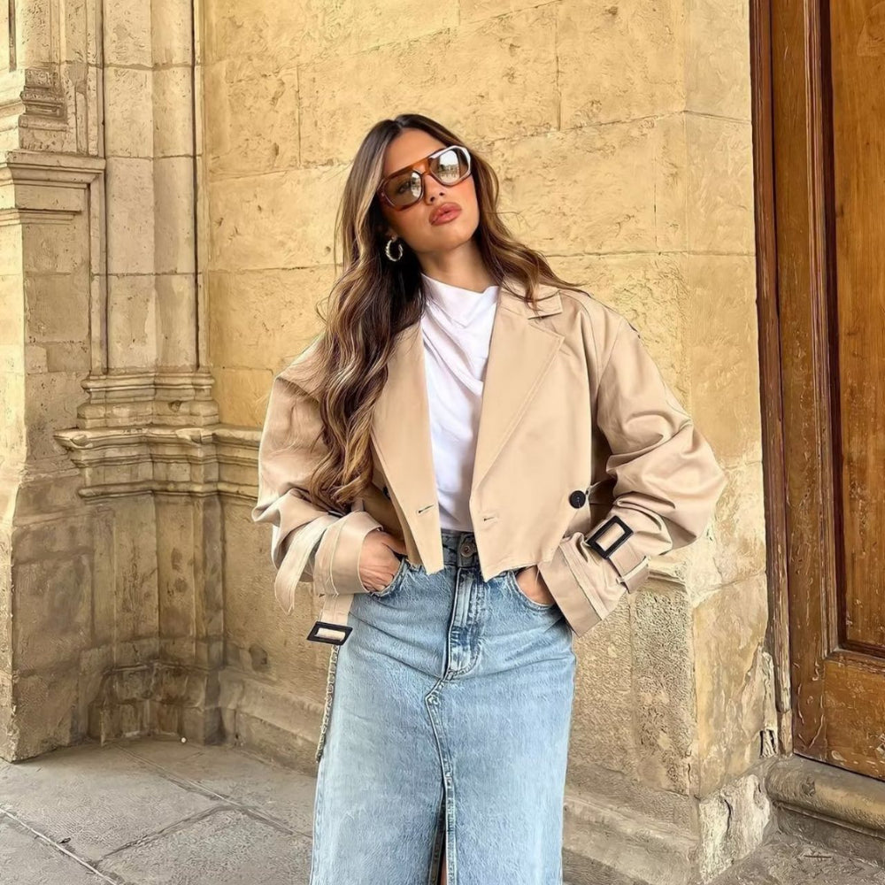 Stijlvolle Dames Trenchcoat Kort Model voor Casual Look