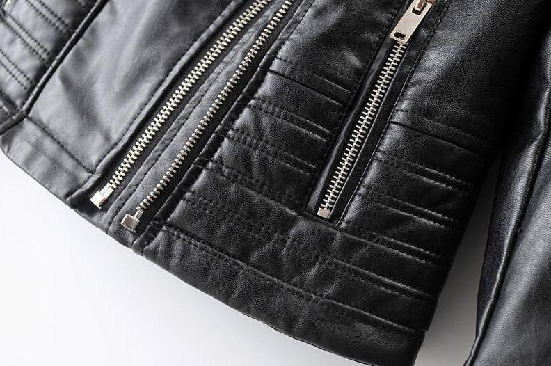 Zwarte Leren Dames Jas Met Ritszakken