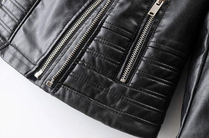 Zwarte Leren Dames Jas Met Ritszakken