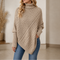 Dames Knusse Kabelgebreide Poncho Trui met Ruime Mouwen