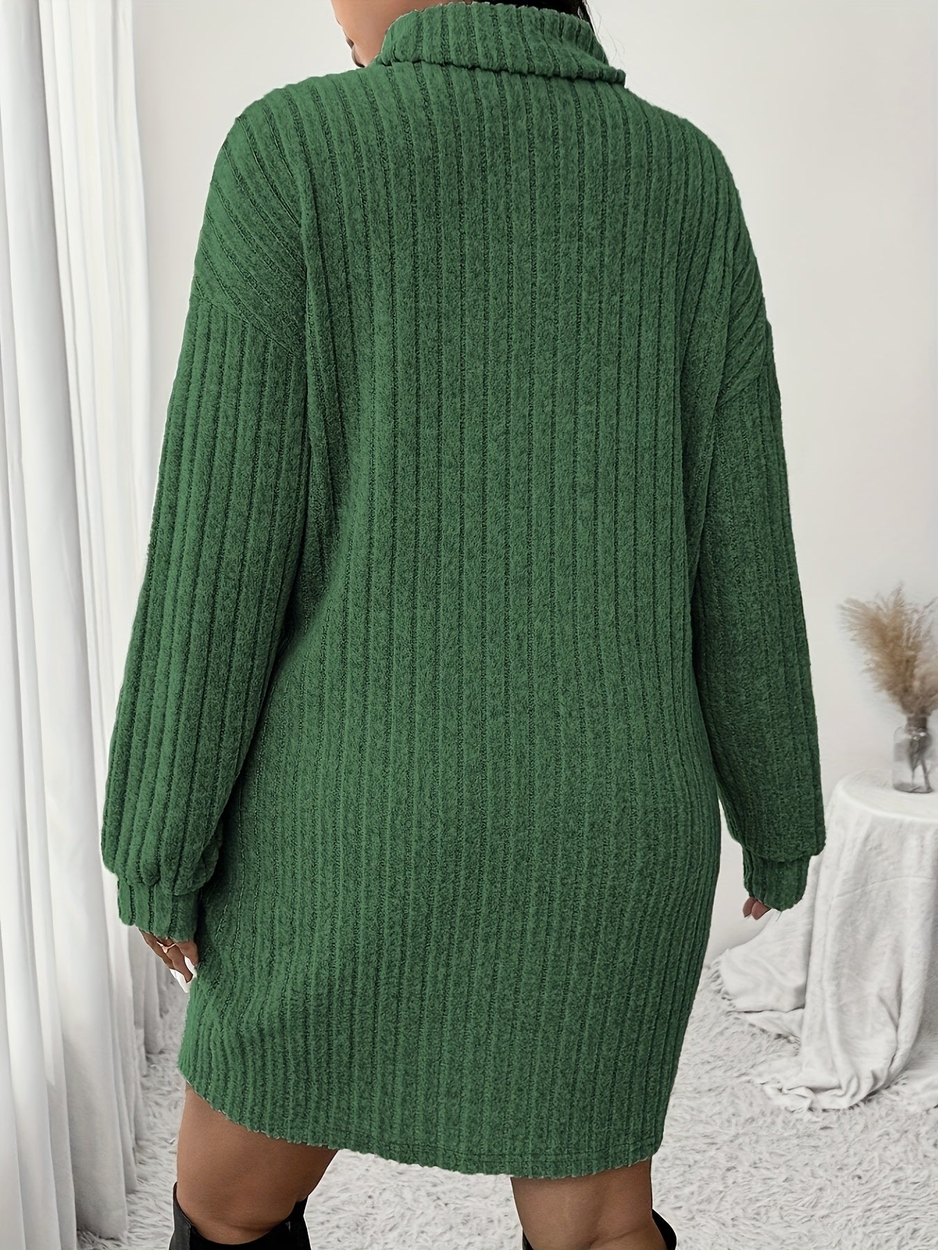 Knusse Geribde Mini Sweaterjurk Met Col Voor Dames