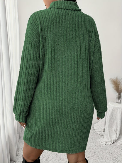 Knusse Geribde Mini Sweaterjurk Met Col Voor Dames