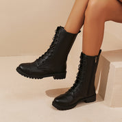 Bottes à lacets noires pour femmes avec fermeture éclair et semelle profilée confortable