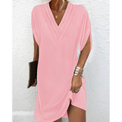 Comfortable Summer Dress with V-Neck and Batwing Sleeves