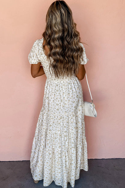 Aveline - Bohemian maxi jurk met korte mouwen