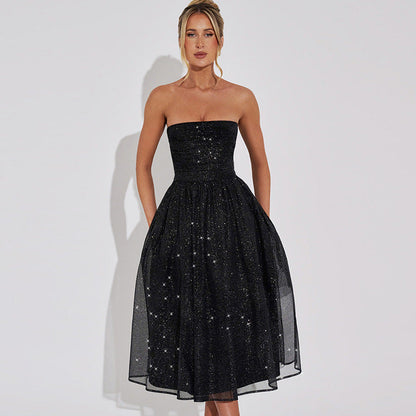 Isabeau - Chique glitter midi-jurk met subtiele pailletten