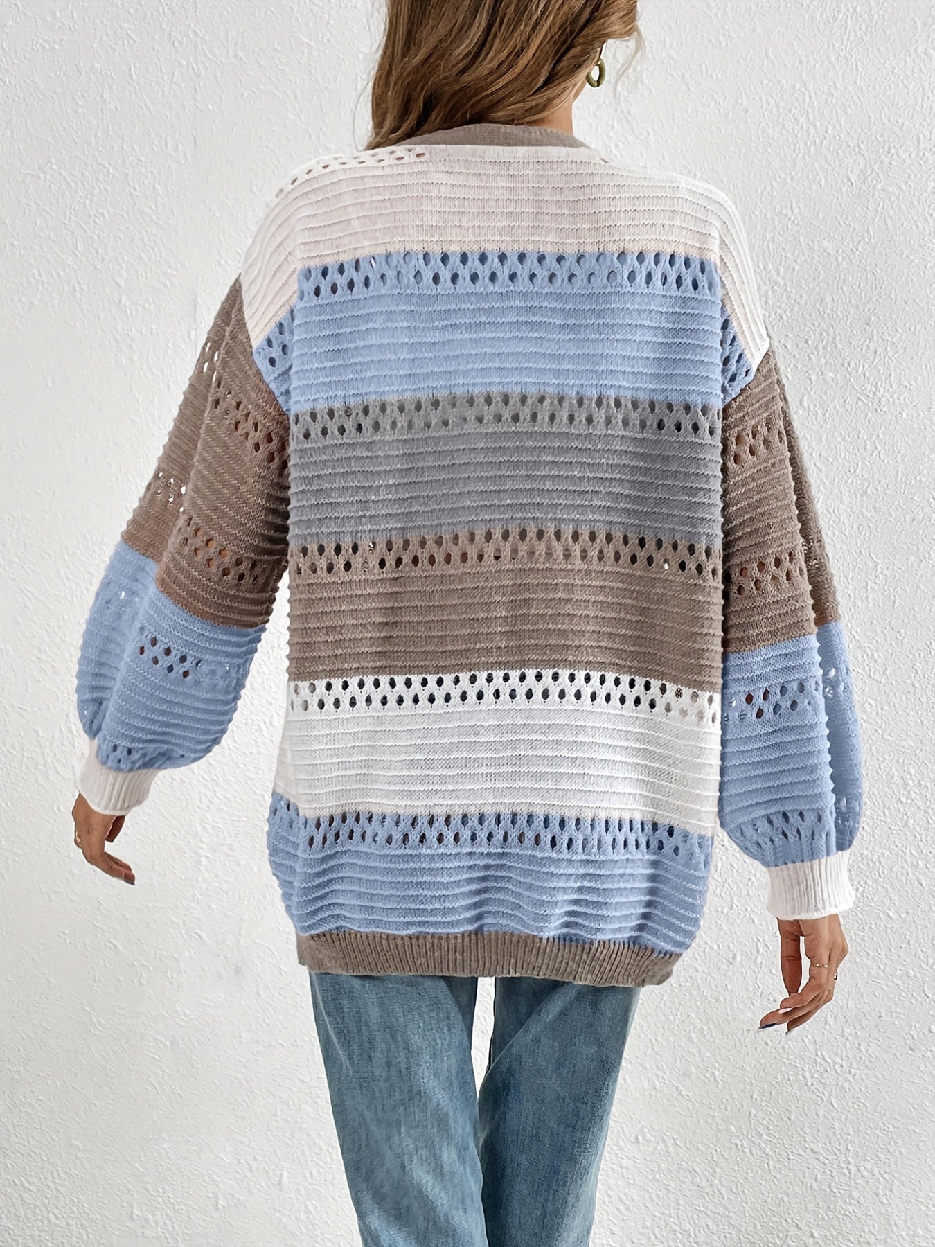 Warm Gestreepte Dames Winter Vest Gebreid