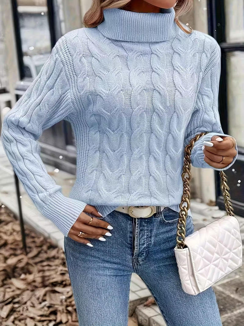Sweter damski z dzianiny z golfem