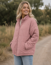 Quilted Bomber Jacket with Zipper and Side Pockets