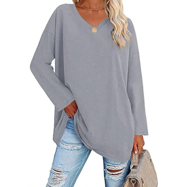 Casual Oversized Trui met V-Hals voor Dames
