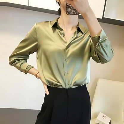 Vrouwen Chique Blouse met Lange Mouwen voor Elegante Pasvorm