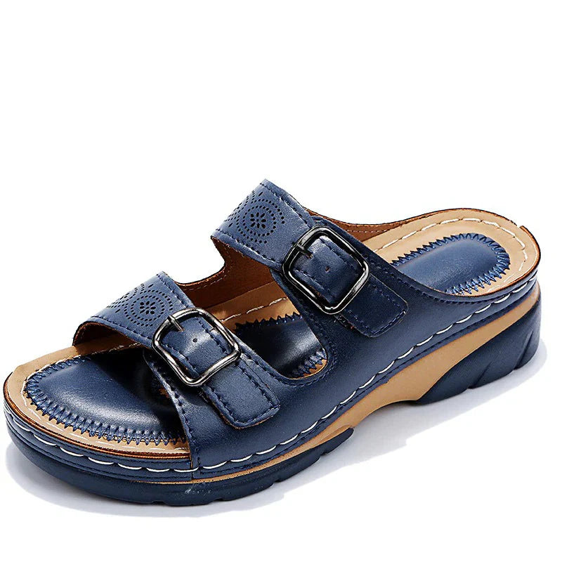Orthopedic Sandals with Platform Sole and Double Buckle for Women