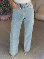 Dames Glitter Jeans Met High Waist