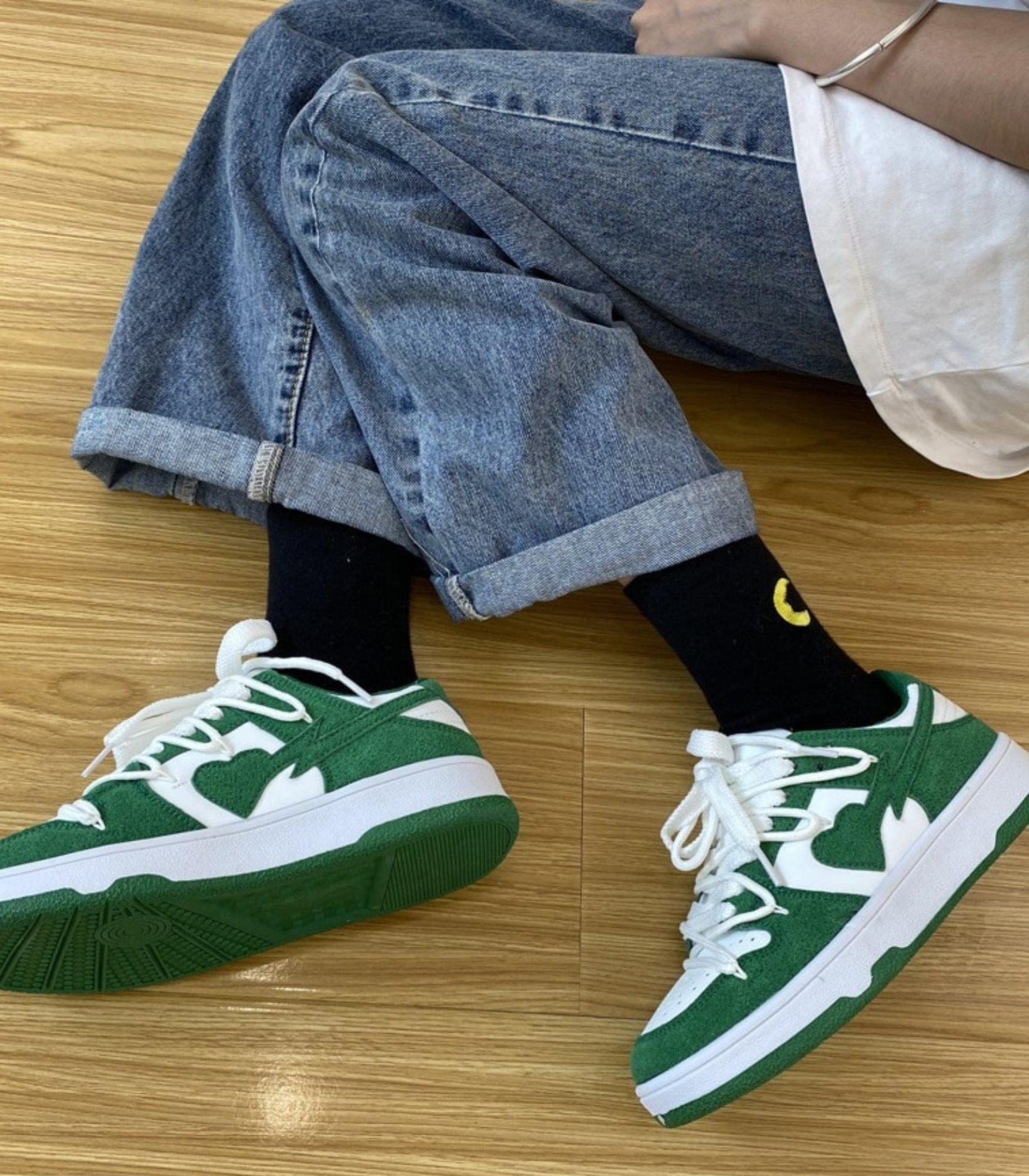 Women's Low Sneakers with Contrast Detail and Lace-Up Closure