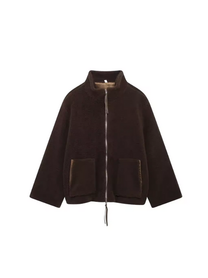 Winterse Oversized Dames Jas met Rits en Zakken