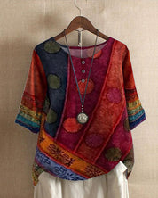 Boho Blouse Met Print En Driekwart Mouwen