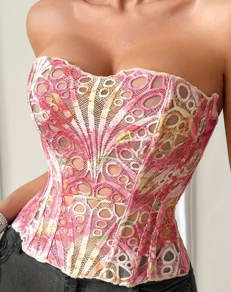 Kanten Corset Top Met Strapless Pasvorm Voor Dames