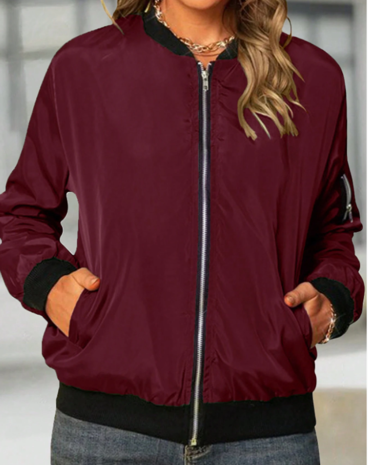 Klassiek Bomberjack Voor Dames Met Ritssluiting En Comfortabele Fit