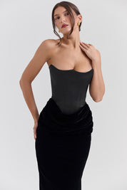 Dames Elegante Strapless Maxi Jurk met Lange Rok