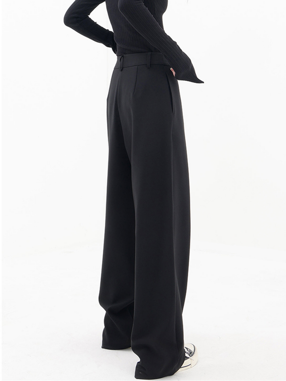 Pantalon large asymétrique pour femmes avec taille haute