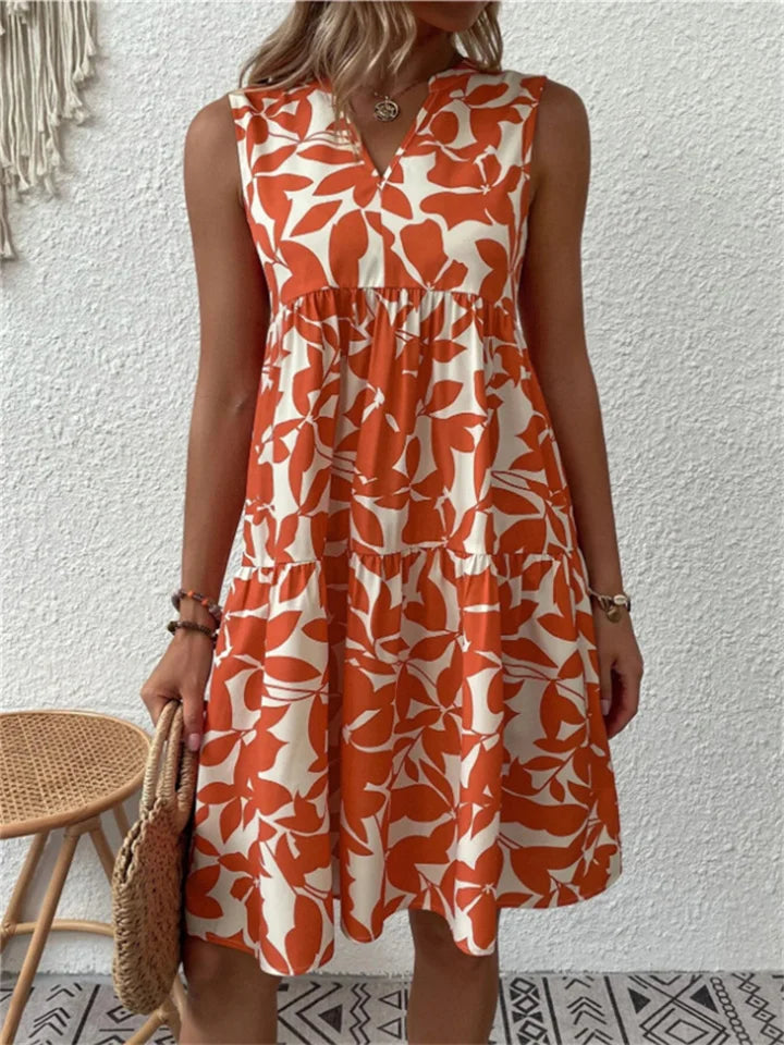 Amelie - Mouwloze Dames Midi Zomerjurk met Print
