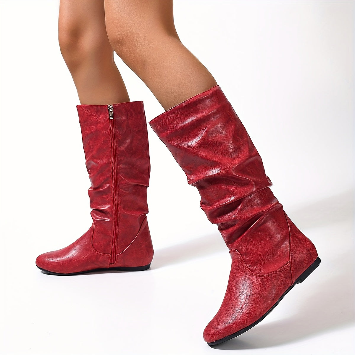 Vintage Rijlaarzen Met Rits En Platte Zool Voor Dames