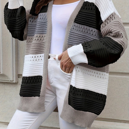 Gebreid Luchtig Oversized Dames Vest Gestreept