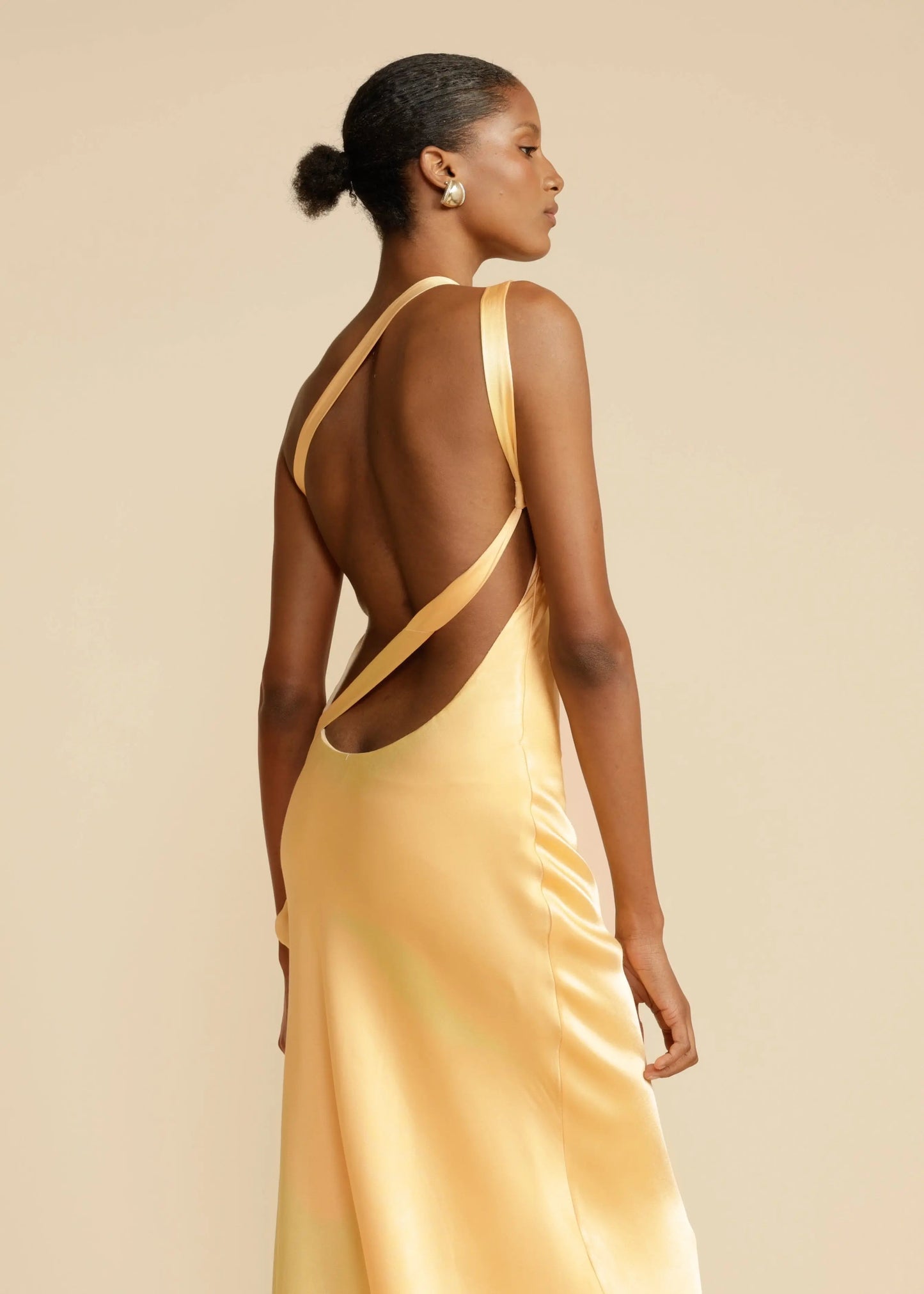 Satijnen One Shoulder Maxi Jurk met Open Rug Galajurk voor Vrouwen