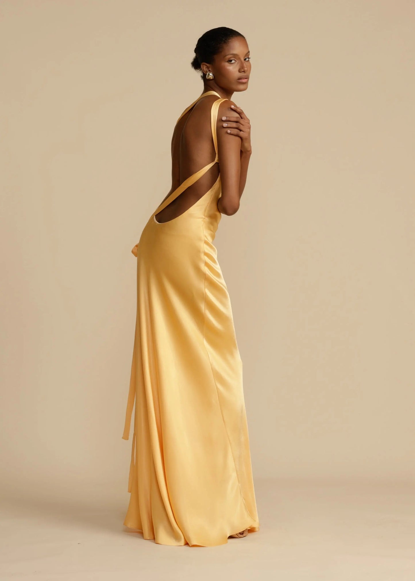 Satijnen One Shoulder Maxi Jurk met Open Rug Galajurk voor Vrouwen