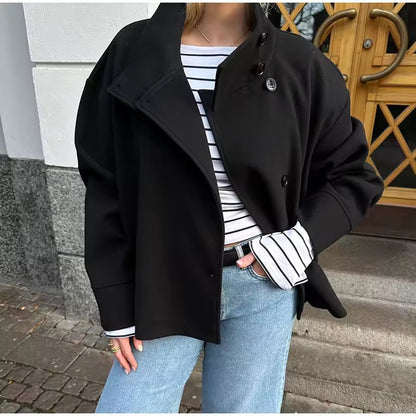 Zachte Warme Peacoat Winterjas met Hoge Kraag Vrouwen