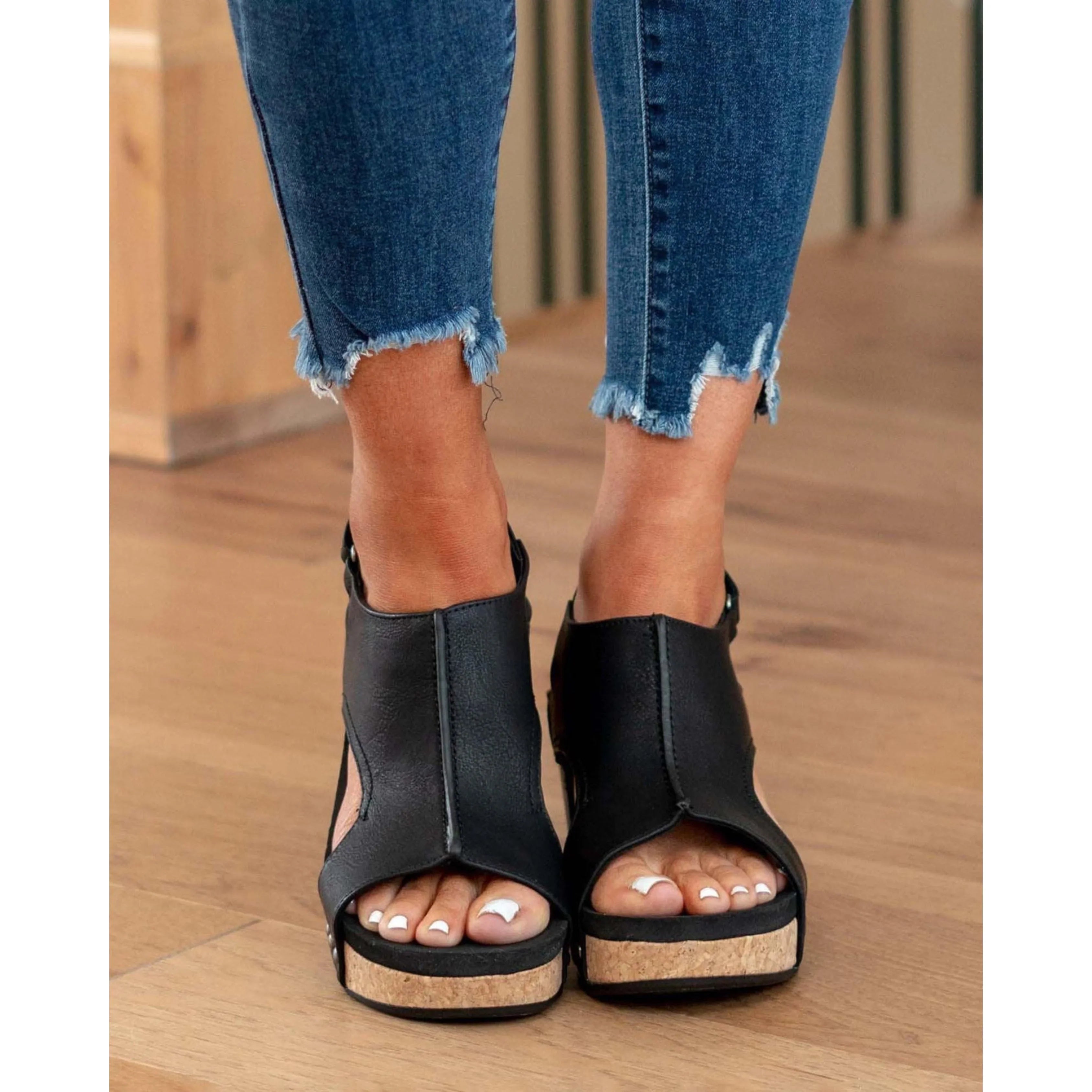 Wedge Sandals with Cork Sole and Platform Sole for Women