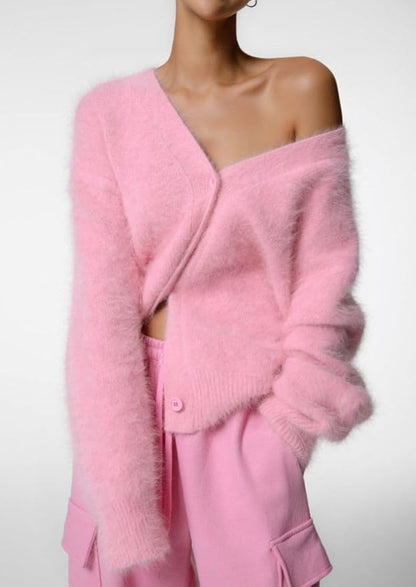 Oversized fluffy cardigan voor vrouwen | V‑hals