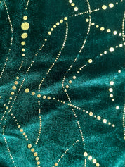 Groene Losvallende Feestjurk Met V-Hals En Gouden Details