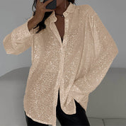 Transparent Party Blouse with Sequins for Women