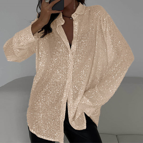 Transparent Party Blouse with Sequins for Women