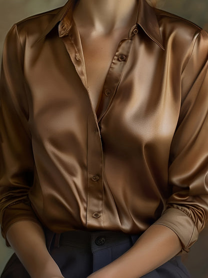 Luxe Satijnen Blouse met Lange Mouwen voor Dames