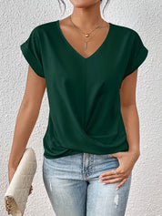 Elegant V-Neck Top with Twisted Detail for Women