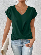 Chique Dames Blouse met V-hals en Gedrapeerd Detail