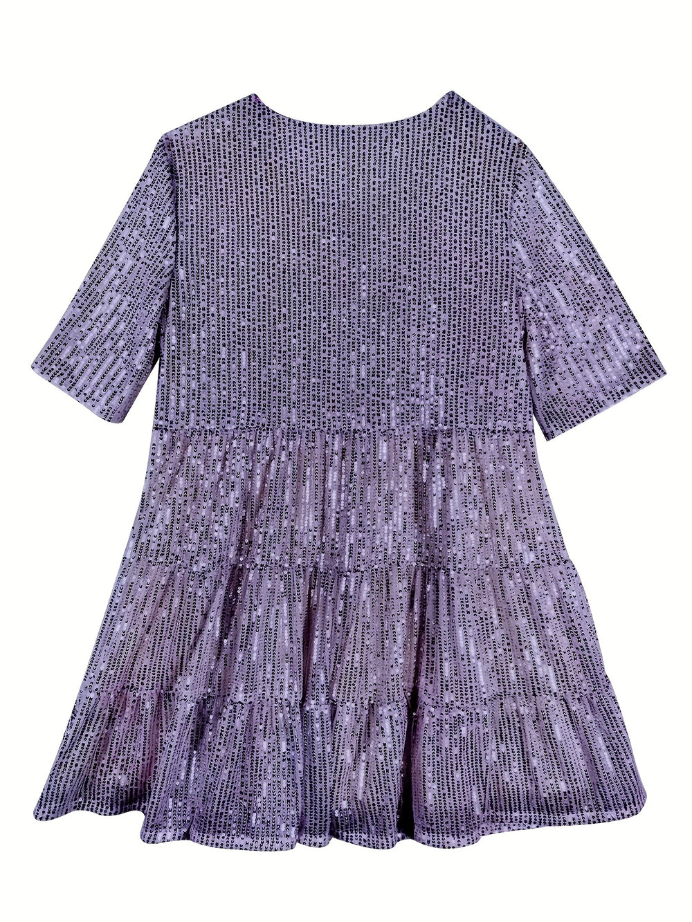 Glitter A-Line Women’s Mini Party Dress with Short Sleeves
