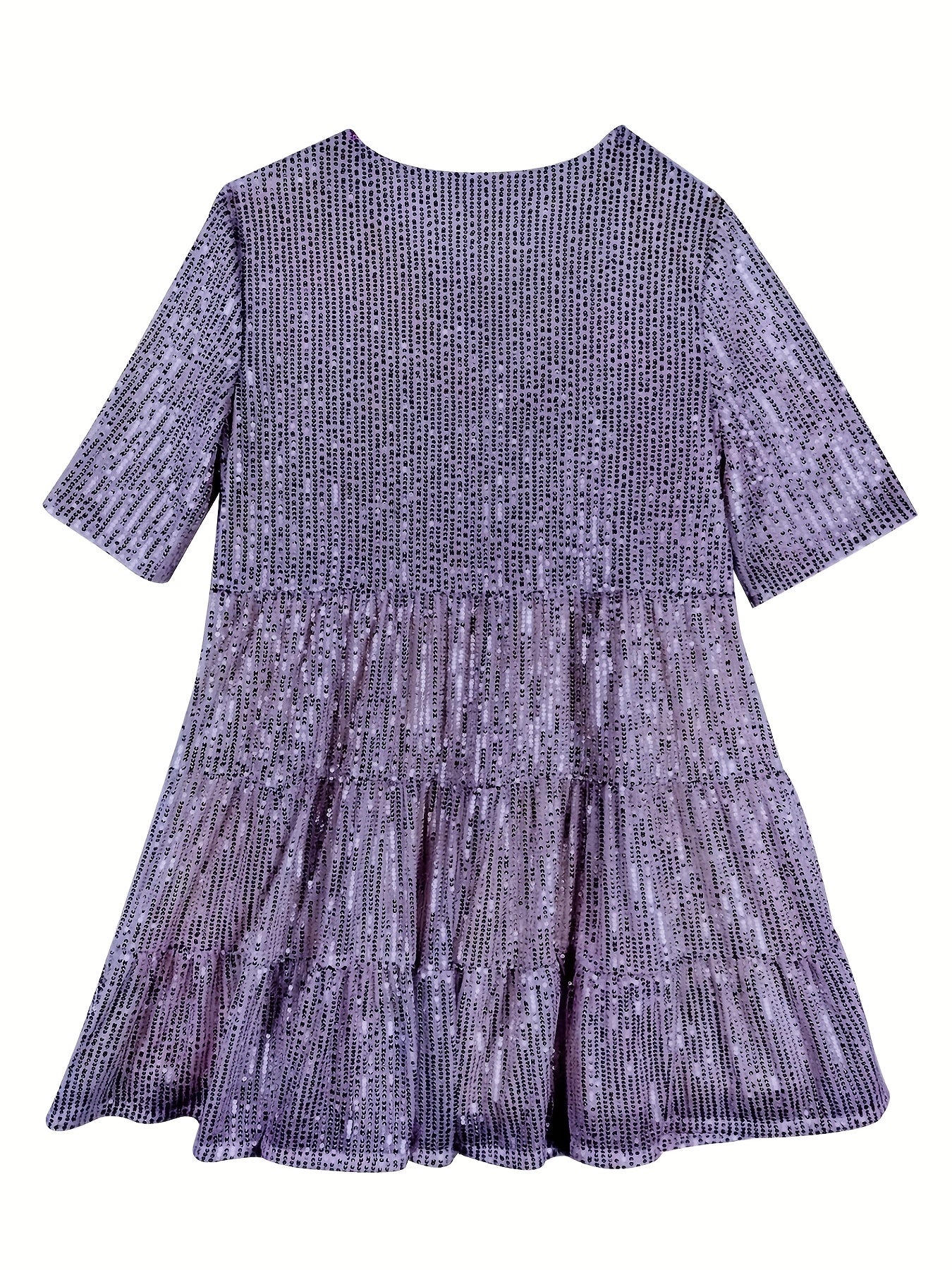 Glitter A Lijn Dames Mini Feestjurk Korte Mouw