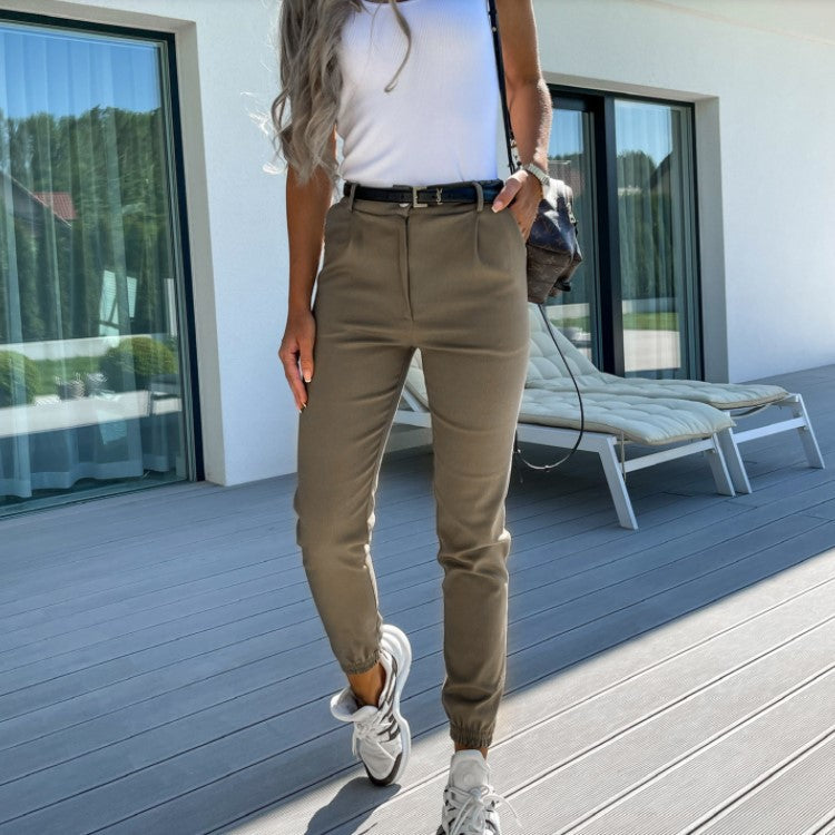 Stylowe spodnie chino z wysokim stanem