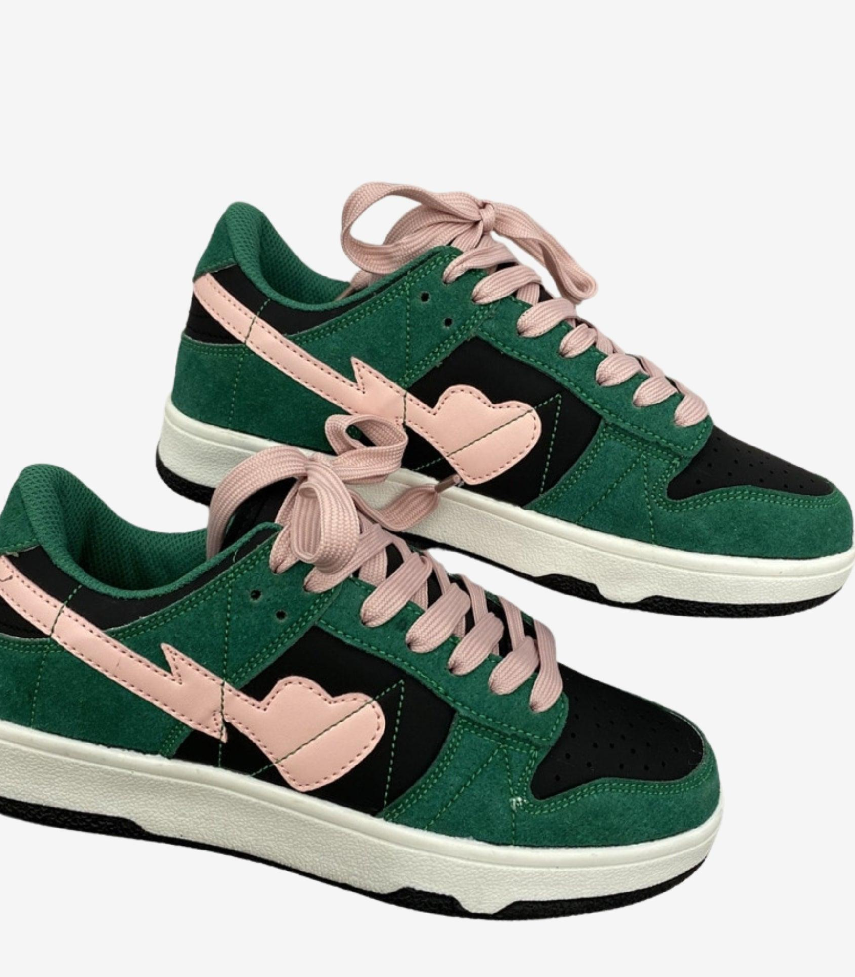 Women's Low Sneakers with Contrast Detail and Lace-Up Closure