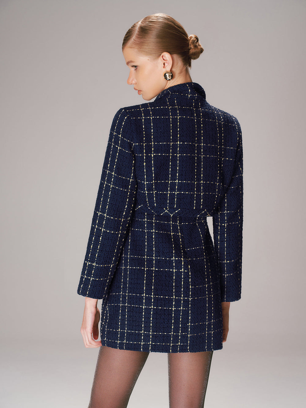 Dames Chique Tweed Set met Korte Blazer en Mini Jurk