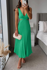 Elegant Gala Midi Dress with Airy Pleats for Women