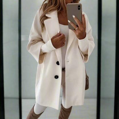 Zachte Oversized Vrouwen Wool Jas Met Knoopsluiting