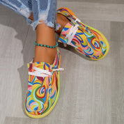 Mocassins légers pour femmes avec imprimé coloré et lacets