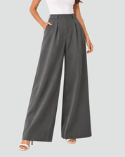 Pantalon femme à jambes larges et taille haute