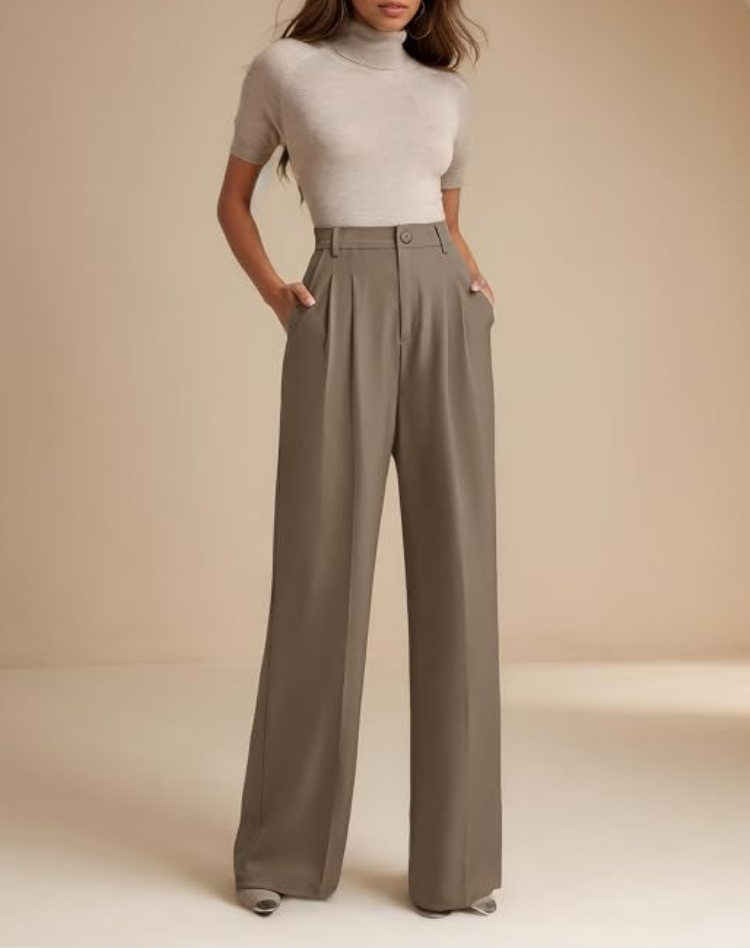 Women's Wide-Leg Pants with High Waist
