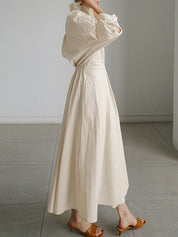 Women's Elegant Maxi Shirt Dress with Long Sleeves